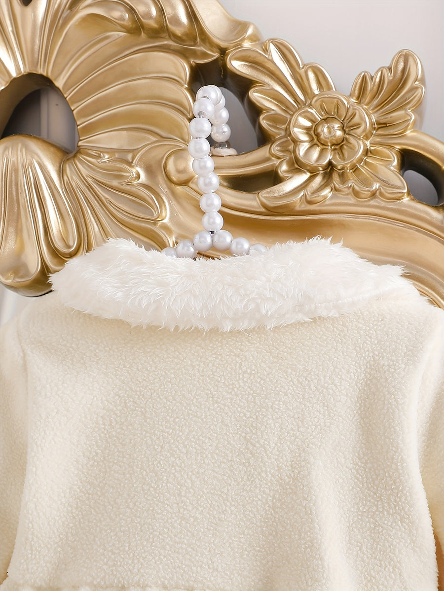 Cardigan ouvert beige polaire pour filles automne/hiver — Monptitlou