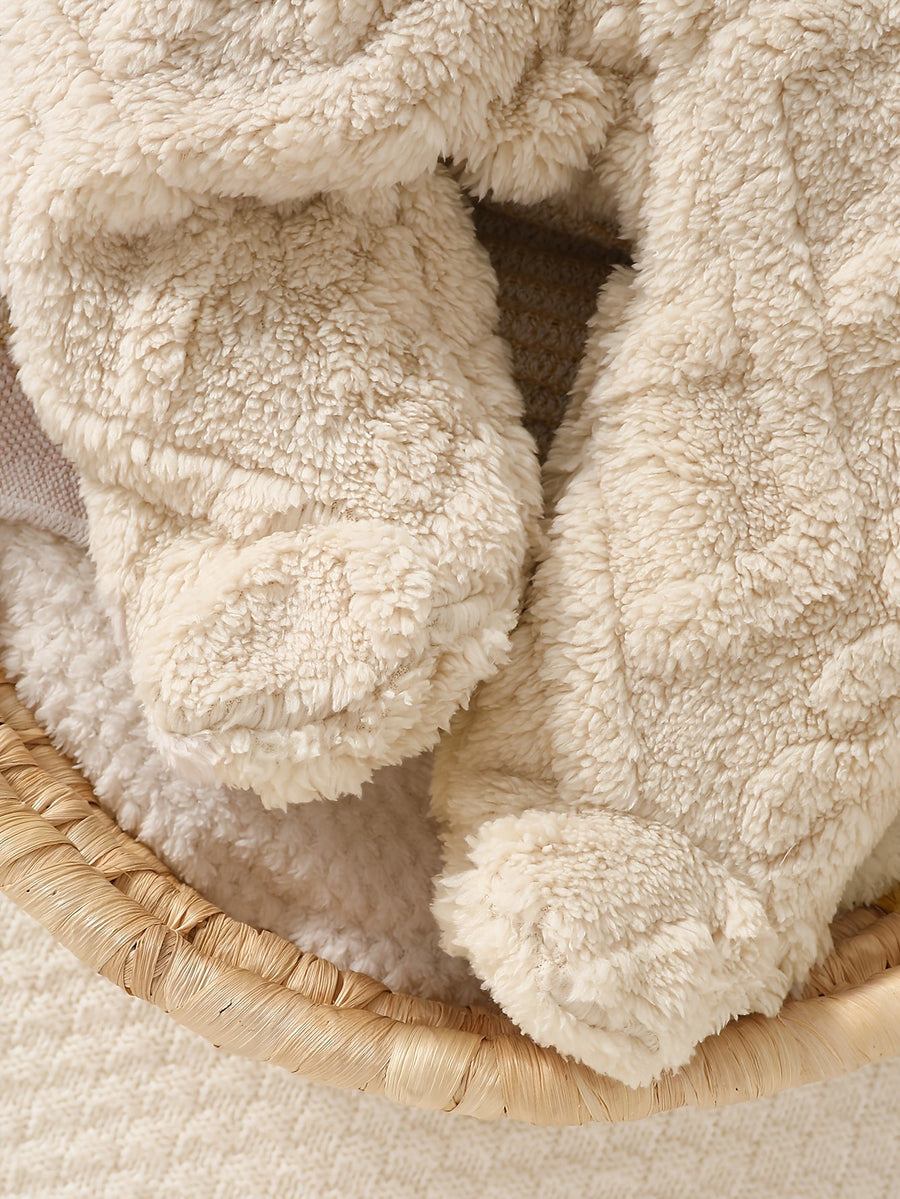 Grenouillère à pieds et à capuche ours en peluche kaki mignonne pour — Monptitlou
