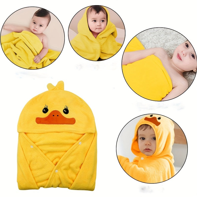 Une serviette de bain canard jaune en polaire corail pour bébés et — Monptitlou