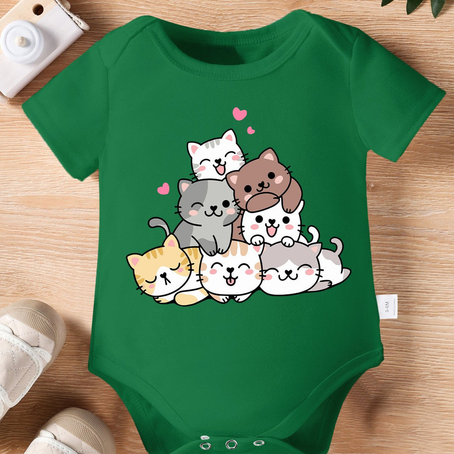 Combinaison à Manches Courtes Mignonne pour Nouveau-né Fille "Amis — Monptitlou