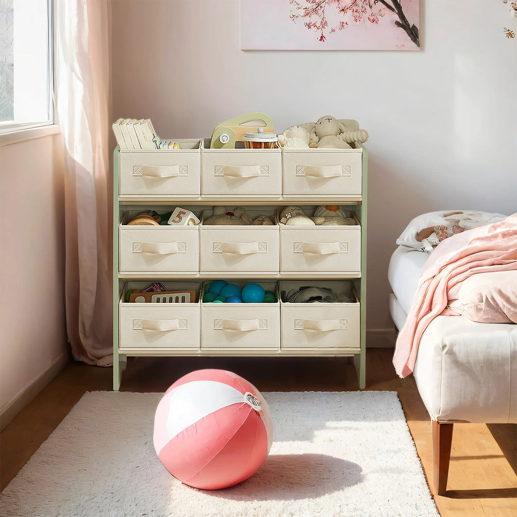 Étagère, 9 Boîtes de Rangement en Tissu Non-tissé, Spacieuse — Monptitlou