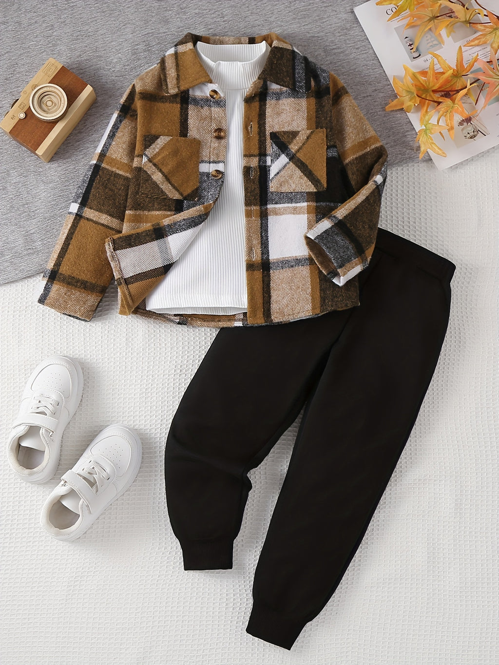Ensemble 2 pièces vichy veste à double poche et pantalon de sport pour