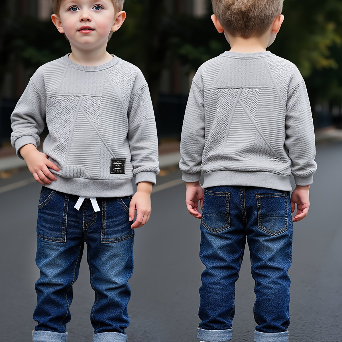 Ensemble sweat à capuche et jean pour garçon, 2 pièces — Monptitlou Image