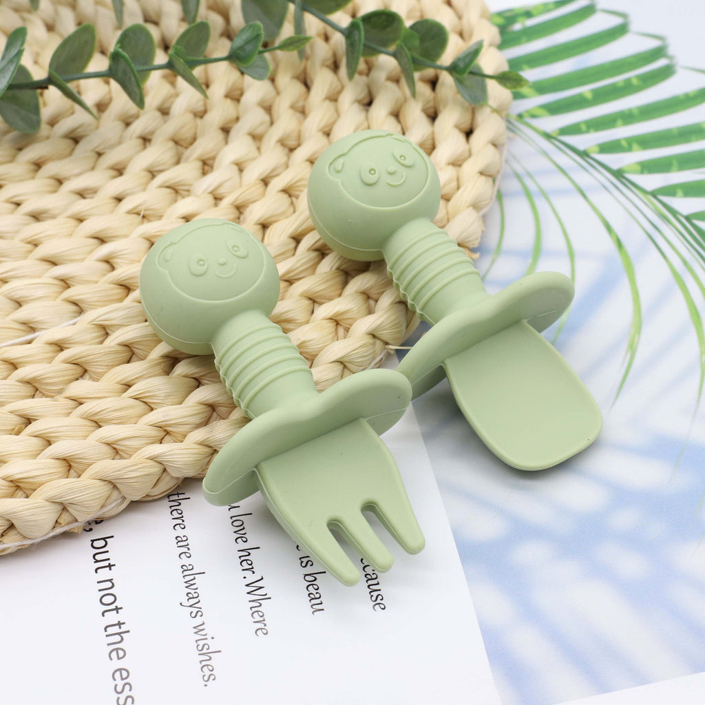 Ensemble de couverts cuillère et fourchette courte pour alimentation — Monptitlou