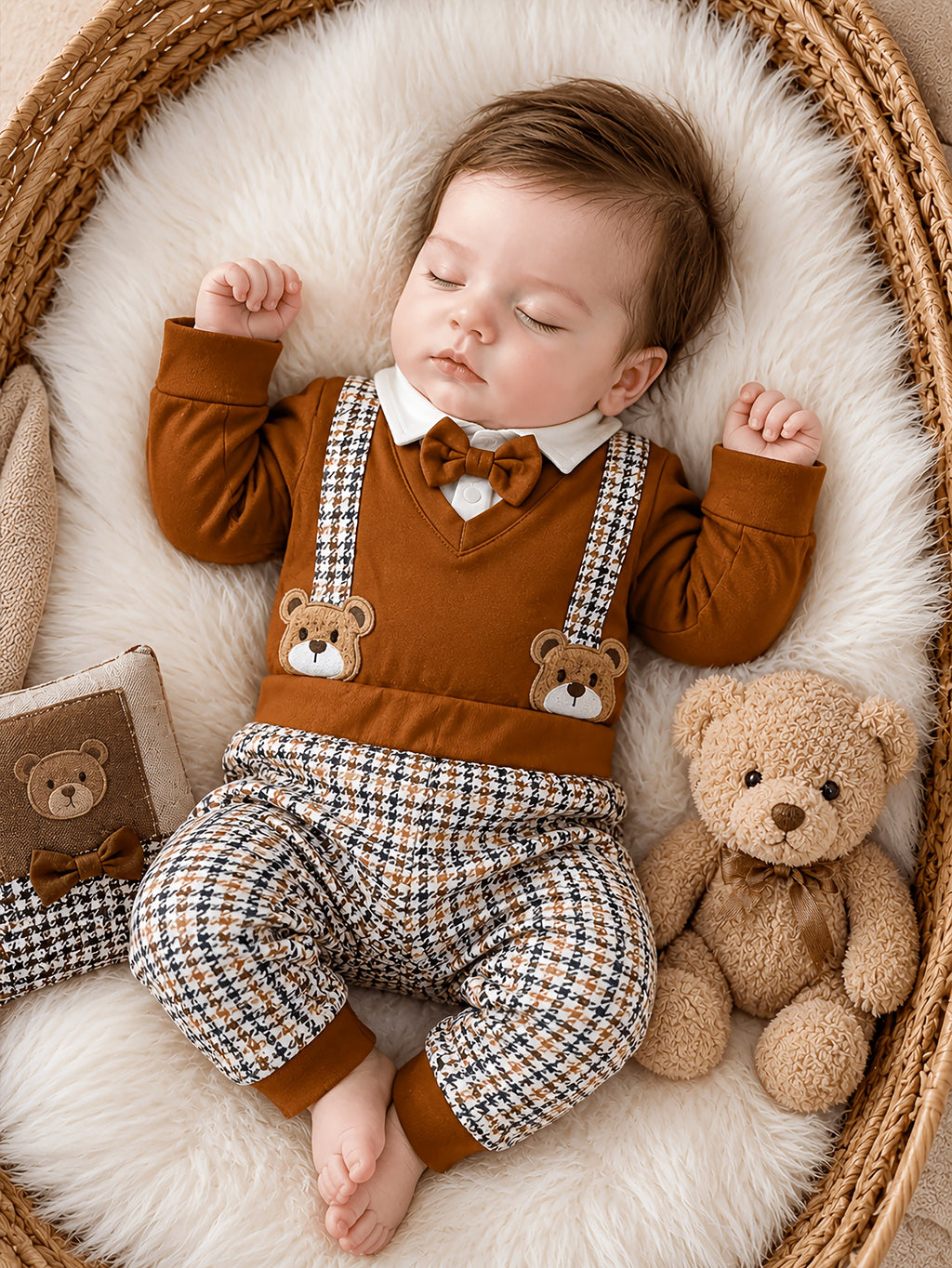 Ensemble 2 pièces pour bébé garçon, tenue ours de dessin animé — Monptitlou