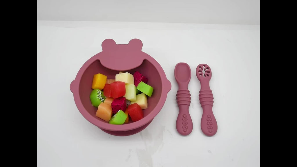 Lot de bol alimentaire en silicone pour bébé avec ventouse et cuillère — Monptitlou