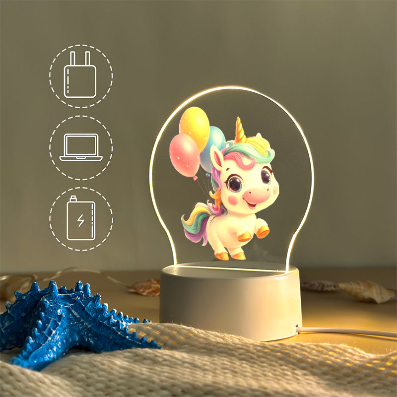 1 Lampe de table LED en acrylique, motif licorne — Monptitlou