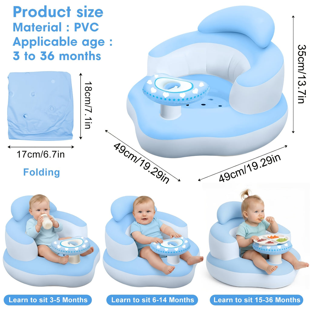 Siège gonflable pour bébé avec plateau amovible et dossier soutenant — Monptitlou