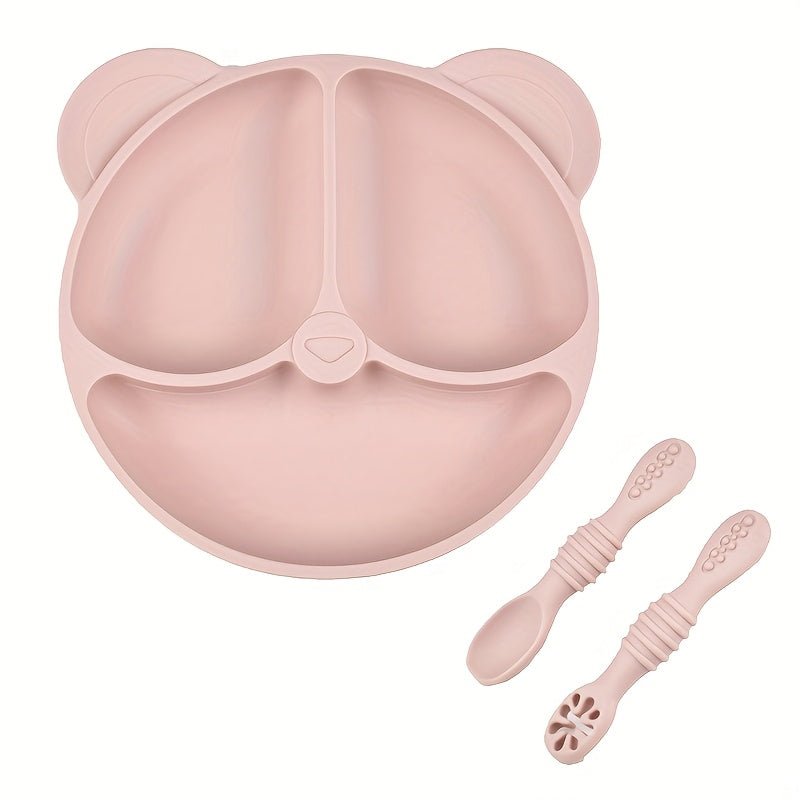 [Cadeau pour enfants] Assiette Divisée en Silicone (avec Ventouse) et 2 — Monptitlou