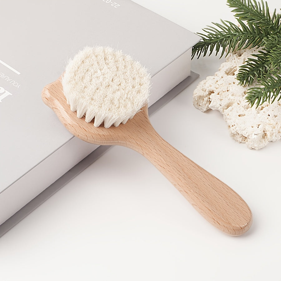 1 brosse et coussin de massage facial en bois de hêtre en forme d'ours — Monptitlou