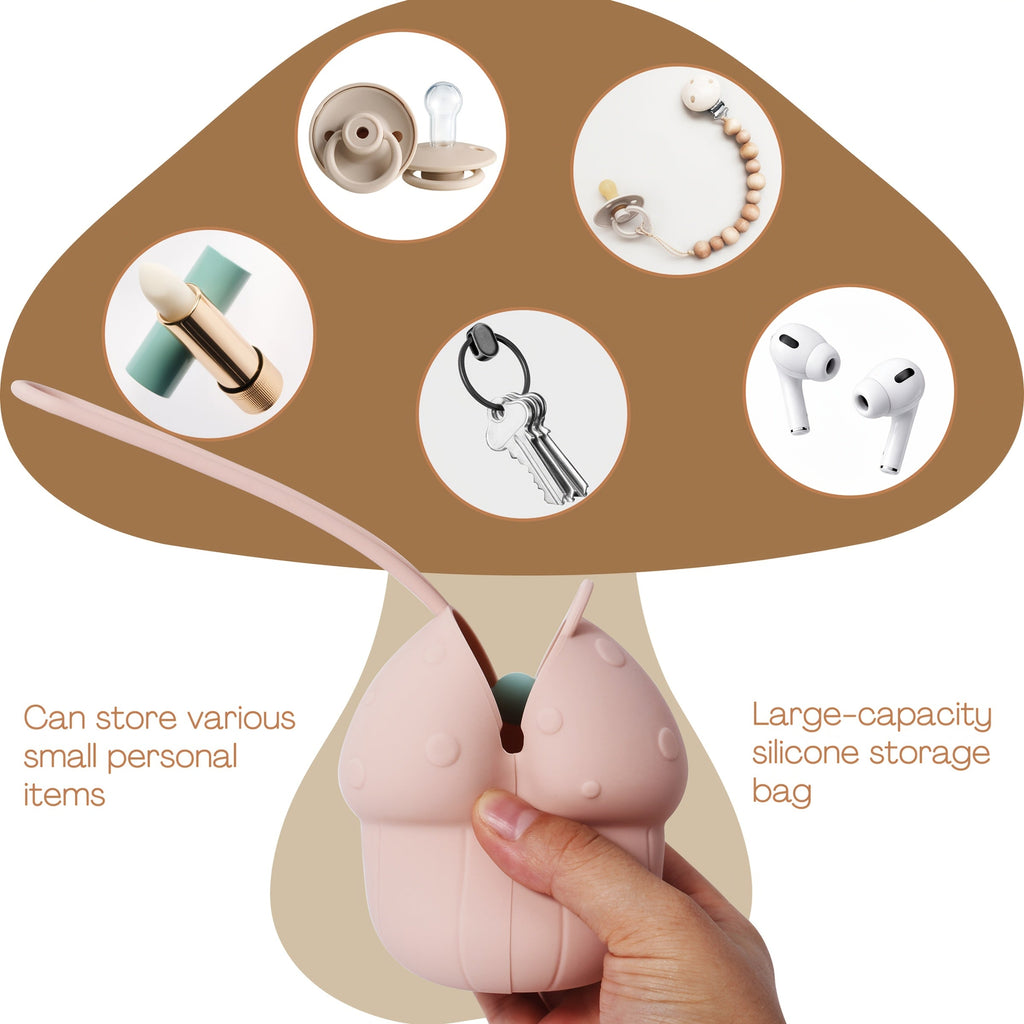 1pc Sac de Rangement Suspendu pour Poussette, Sac de Rangement pour Sucette en Silicone Champignon, Protecteur de Sucett