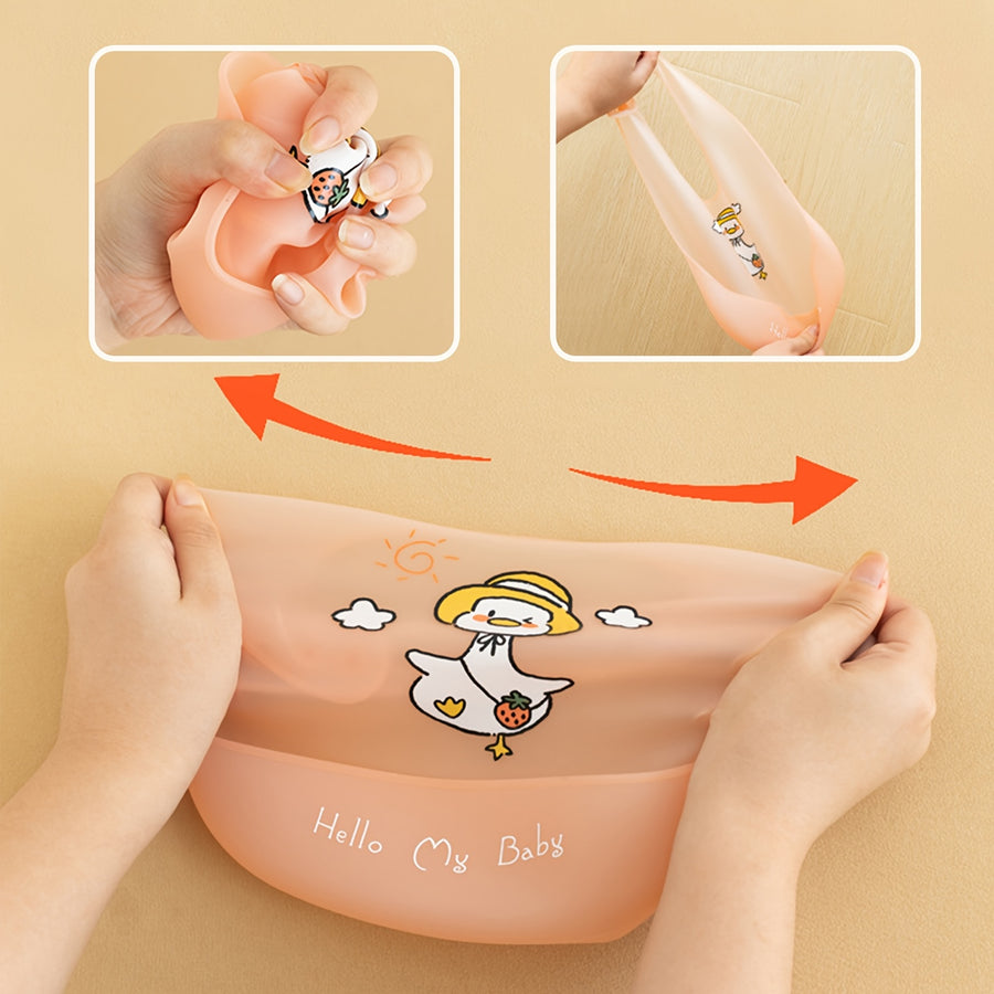1 bavoir mignon en silicone pour bébé avec bande de cou réglable — Monptitlou