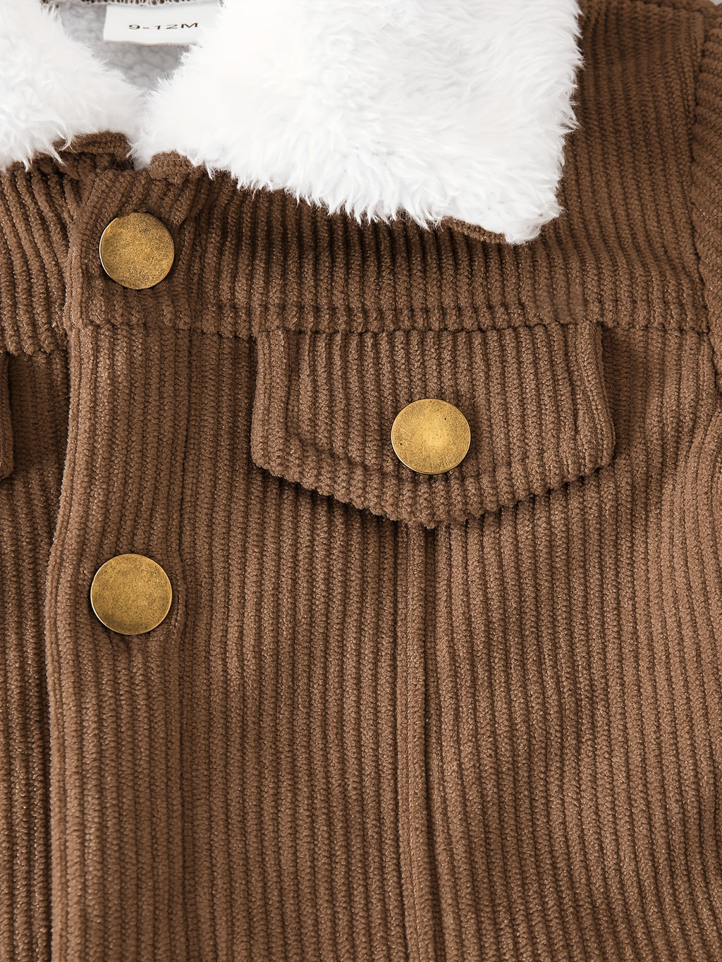 Ensemble Garçon : Veste en Velours Côtelé et Manteau Brun en Peluche à — Monptitlou