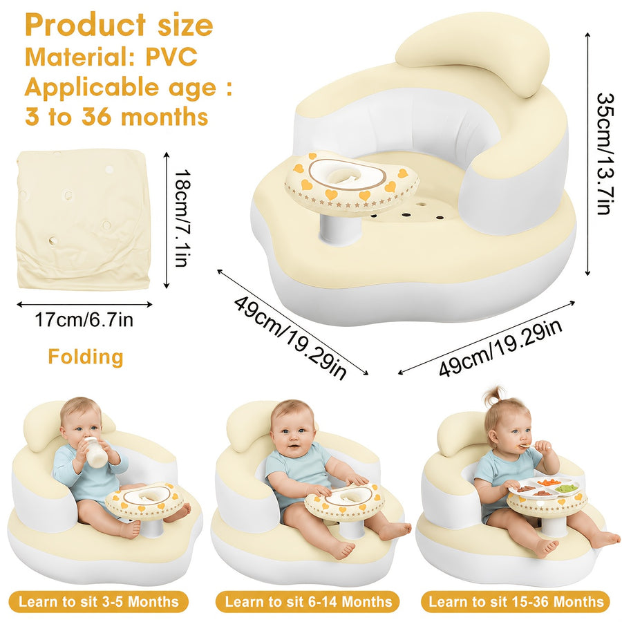 Siège gonflable pour bébé avec plateau amovible et dossier soutenant — Monptitlou