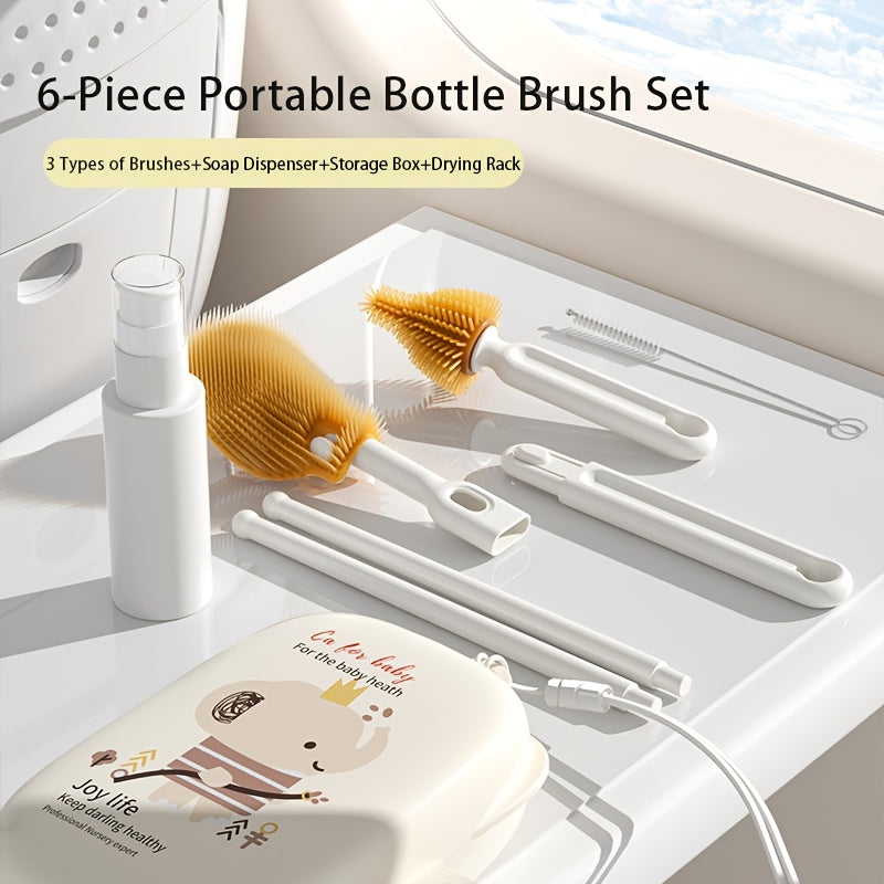 Ensemble de nettoyage de biberons portable 6 pièces, brosse à biberon — Monptitlou