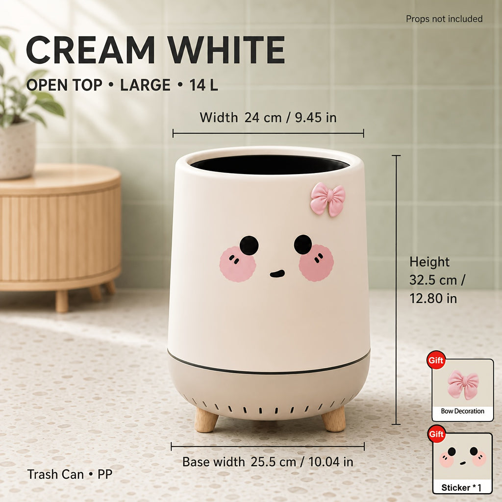 Poubelle à nœud rose mignon, poubelle à double couche sans couvercle — Monptitlou