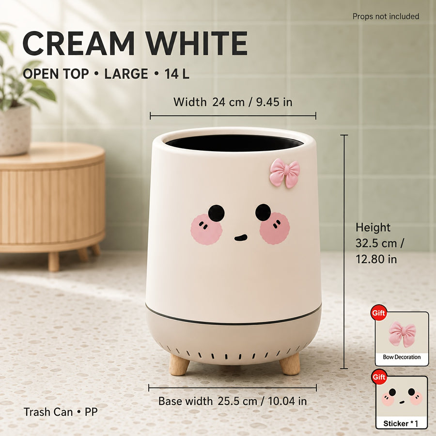 Poubelle à nœud rose mignon, poubelle à double couche sans couvercle — Monptitlou