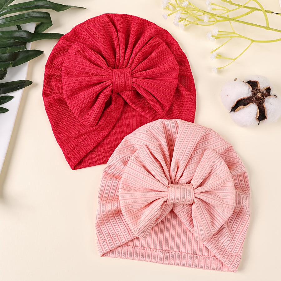 2/3/8pcs Chapeau à nœud en tissu rayé de couleur unie, super élastique — Monptitlou
