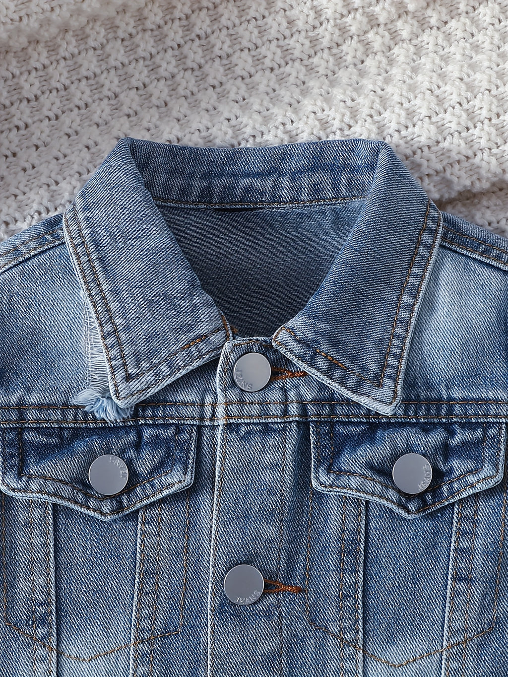 Veste en jean délavé bleu clair motif petit ours garçon, photo 13