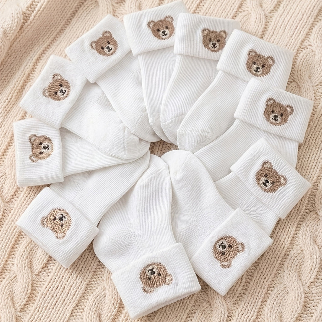 Paires de chaussettes pour bébé, motif ours blanc pur — Monptitlou