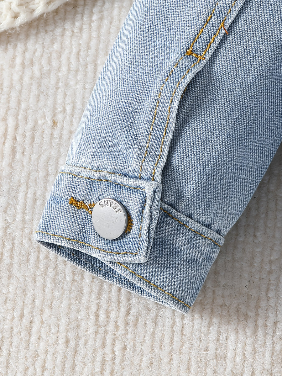 Veste en jean délavé bleu clair motif petit ours garçon, photo 25