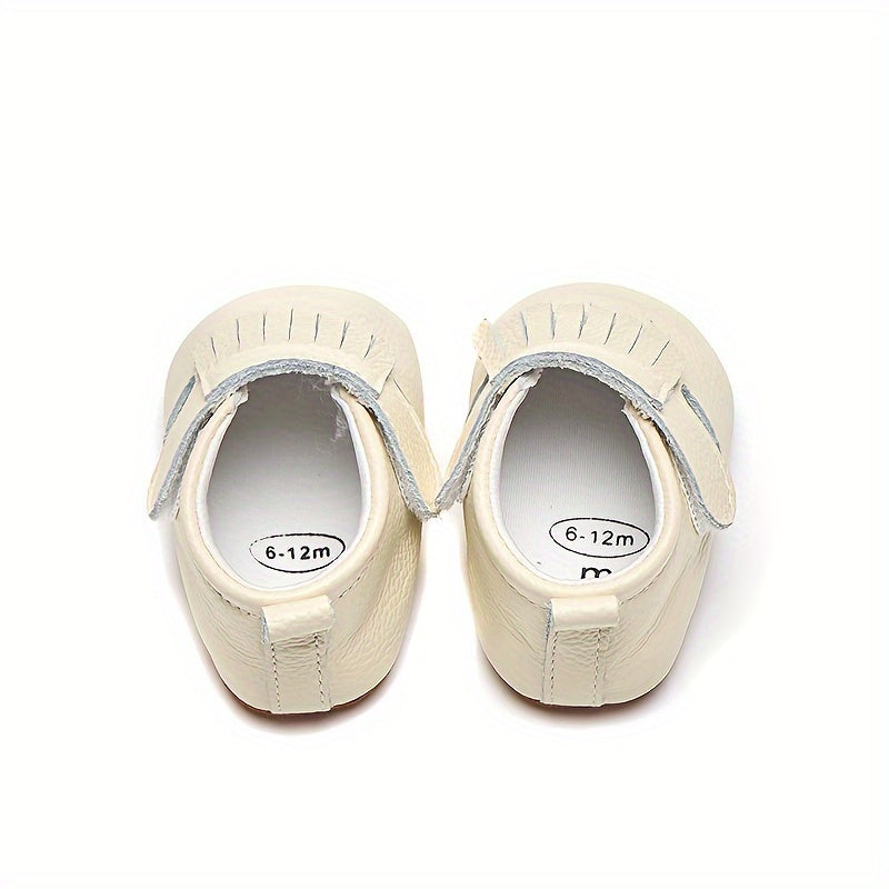 Chaussures de bébé à semelle souple en cuir véritable respirant, printemps et automne, à bout rond à franges, chaussures