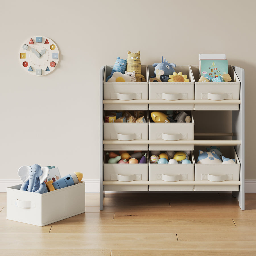 Étagère, 9 Boîtes de Rangement en Tissu Non-tissé, Spacieuse — Monptitlou