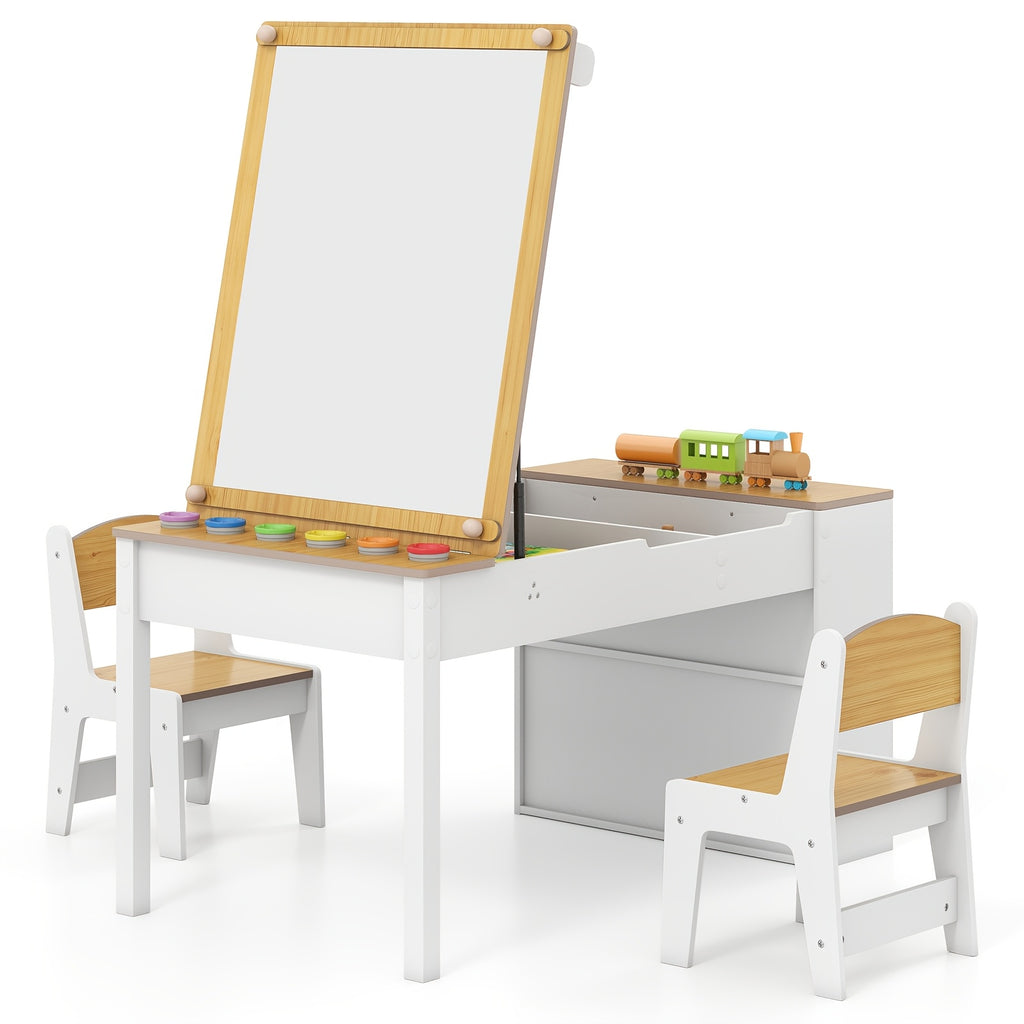 Table d'art et chevalet 2-en-1 pour enfants avec chaises — Monptitlou