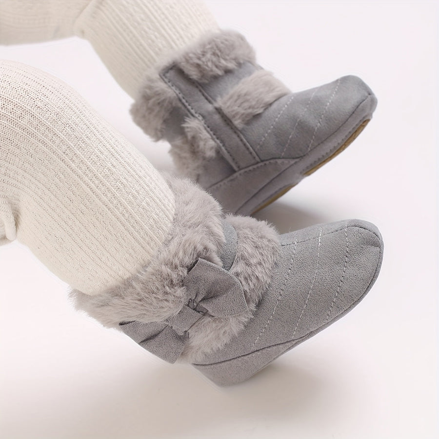 Bottes bébé chaudes hiver polyvalentes mode, avec nœud, 0-1 an — Monptitlou
