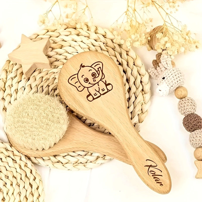 Une brosse à cheveux personnalisée avec un motif d'éléphant — Monptitlou