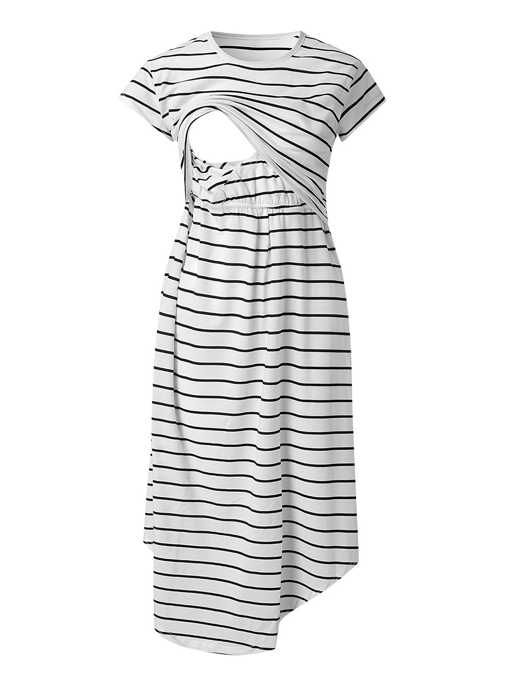 Robe de maternité et d'allaitement multifonctionnelle à rayures
