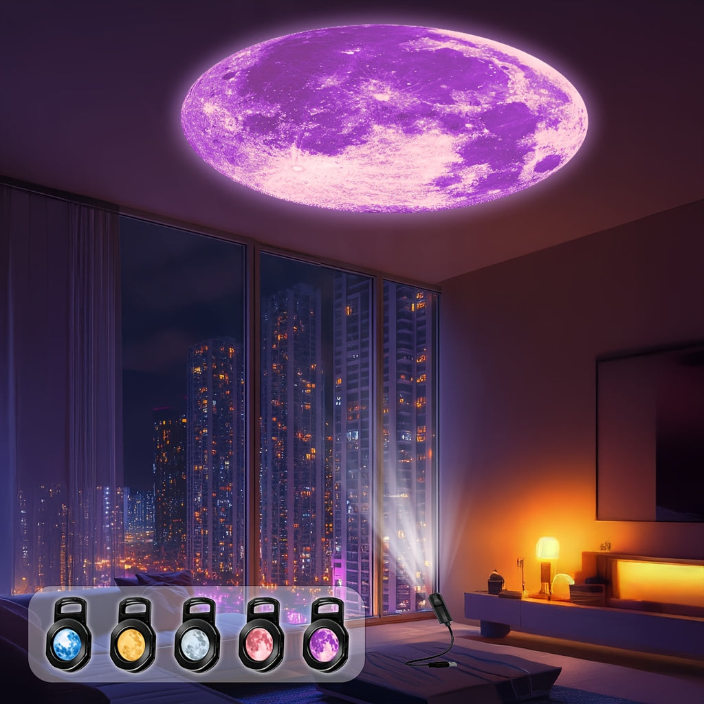 Lampe de projection à motif de lune, avec 5 options de couleur de lune — Monptitlou