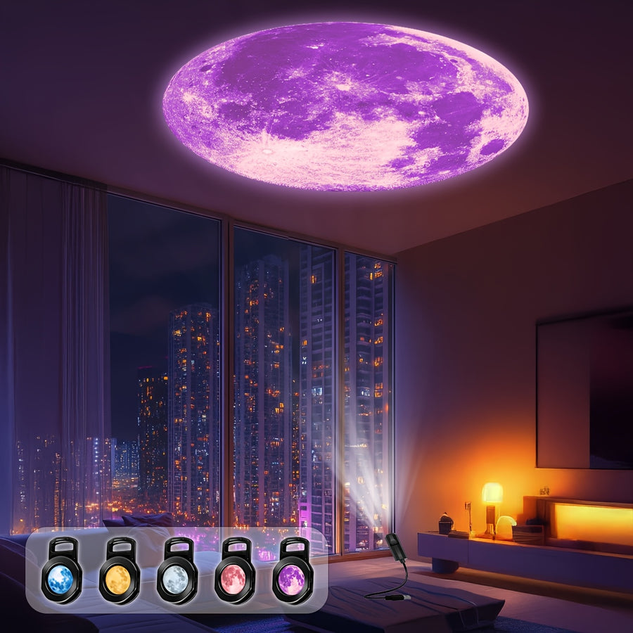 Lampe de projection à motif de lune, avec 5 options de couleur de lune — Monptitlou