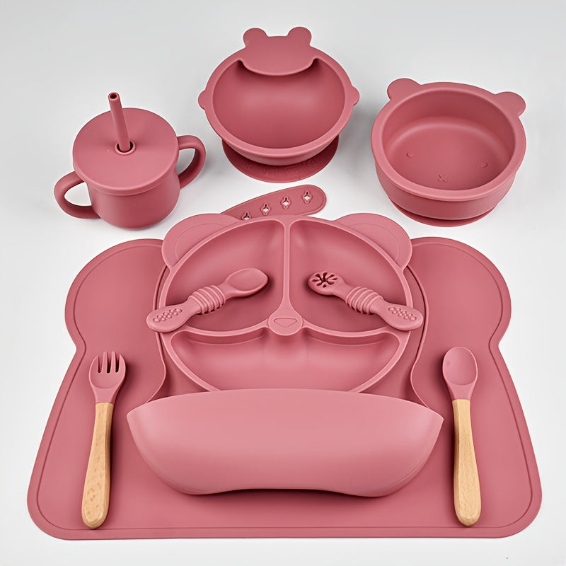 Ensemble de couverts bébé 10 pièces, assiettes en silicone — Monptitlou