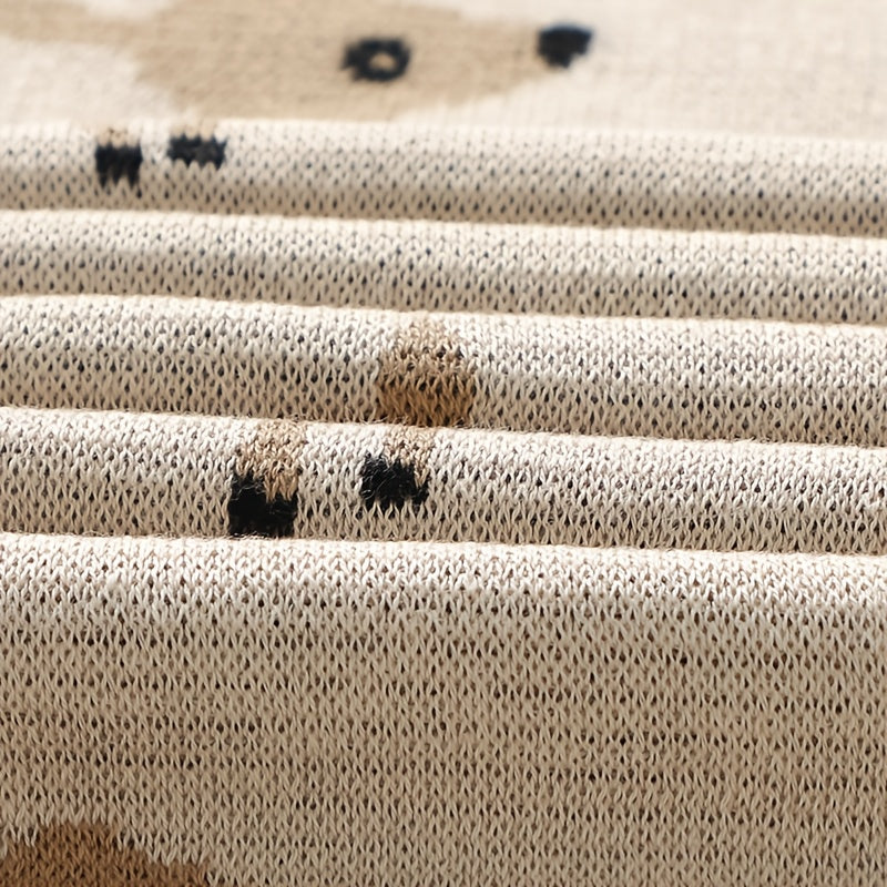 Couverture Bébé Tricot Jacquard Petit Cerf Mignon Couleur Chameau — Monptitlou