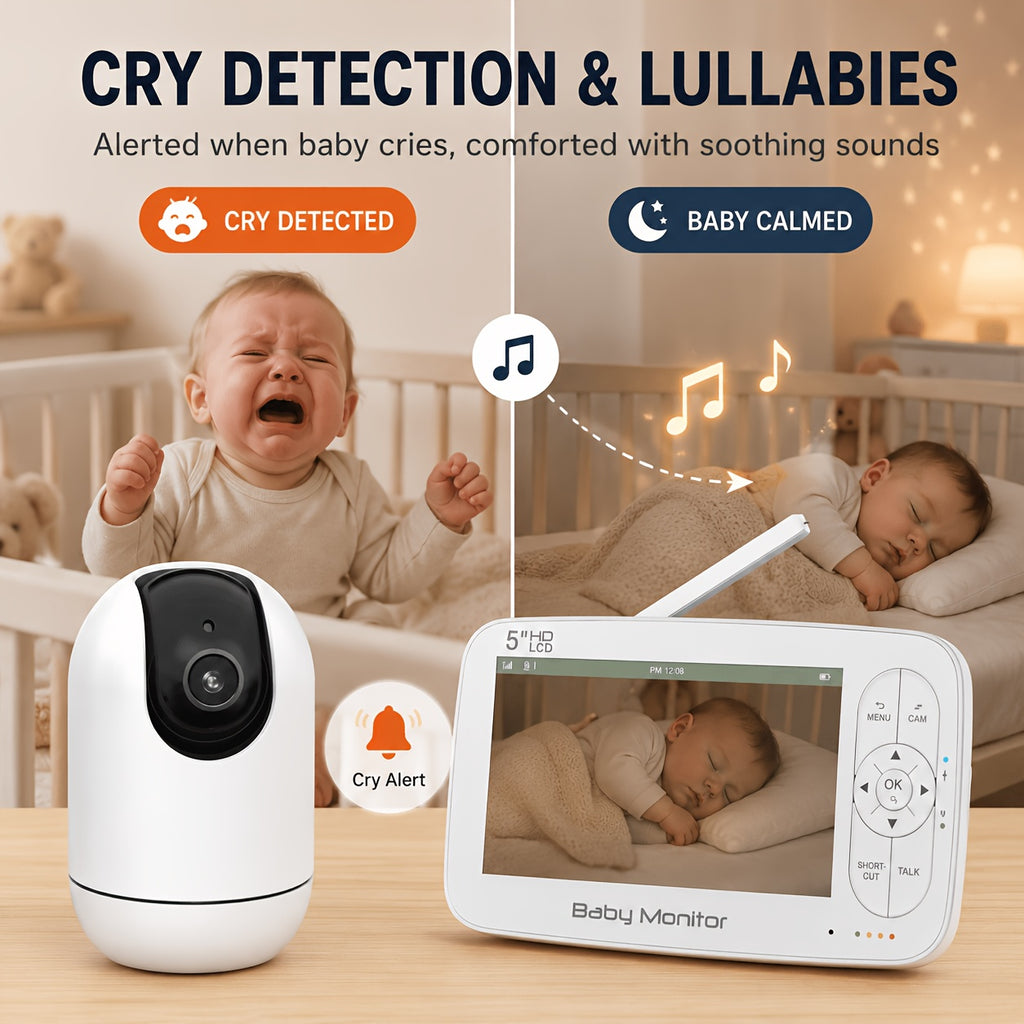 Babyphone 1080P avec caméra PTZ, batterie rechargeable 5000Mah — Monptitlou