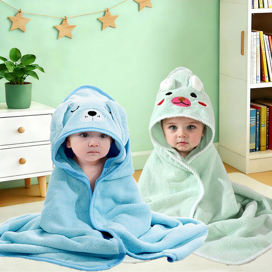 Cape de bain bébé à capuche, motifs colorés, très absorbante — Monptitlou