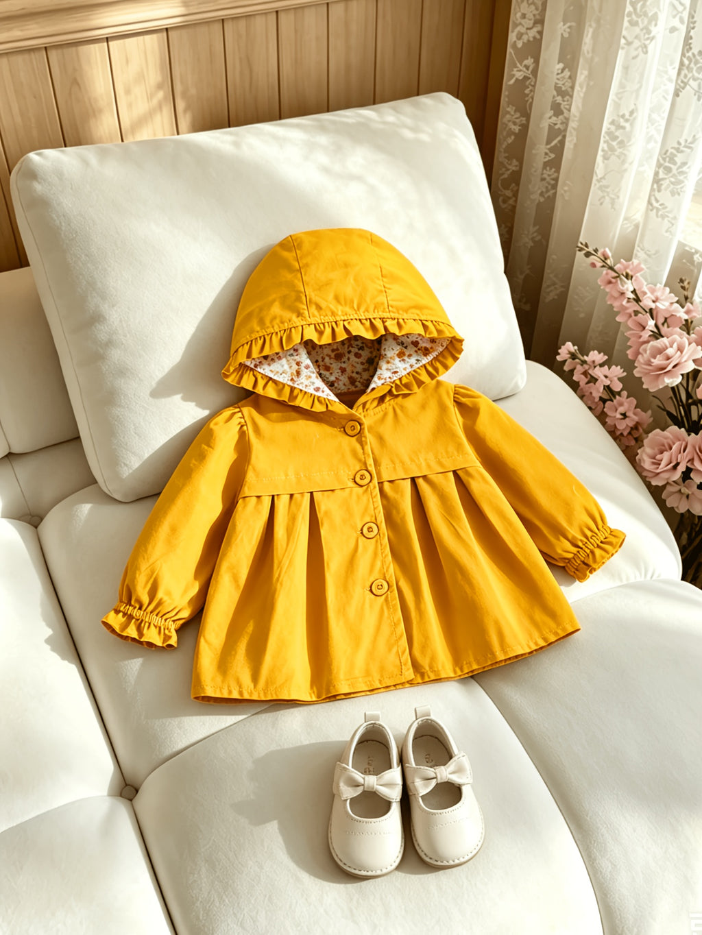 [Veste bébé fille coupe-vent] Veste à capuche automne nouveau style