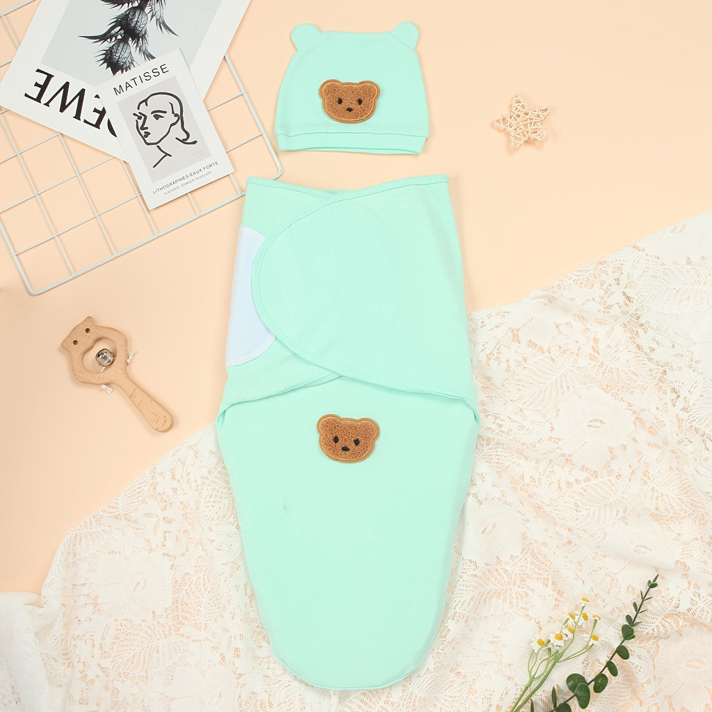 Ensemble Bébé Pure : Doublure et Bonnet, Motif Ours — Monptitlou