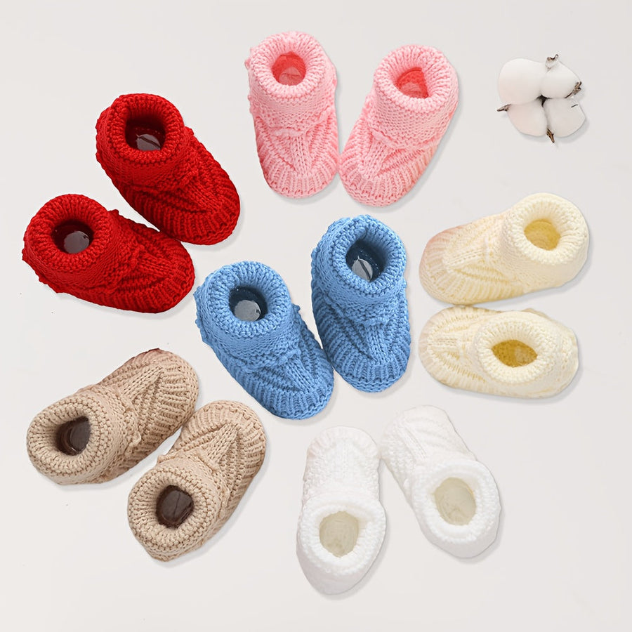 1 paire de chaussettes bébé en tricot 0-12 mois, chaussettes de marche unies Crochet, couleur crème unie, chaussettes co