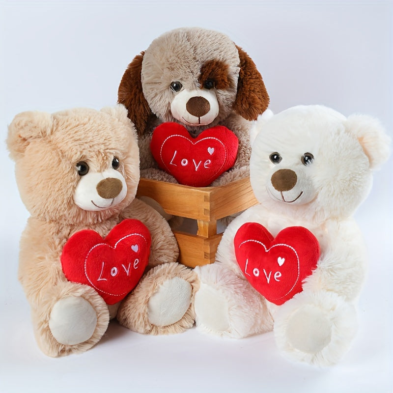 Ours en Peluche Cœur d'Amour de 26 cm / 10.23 pouces avec Ours et Chien — Monptitlou