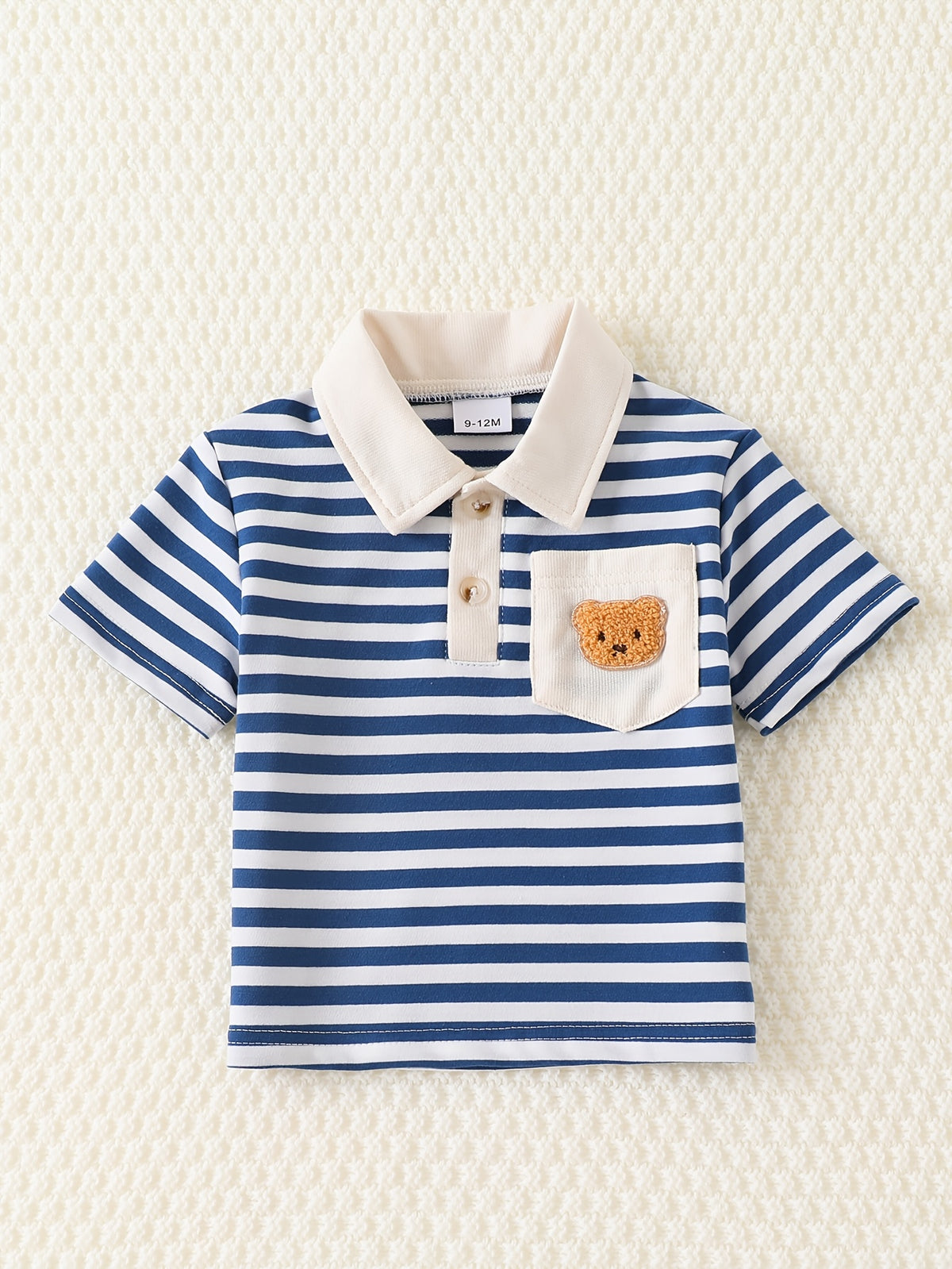 Ensembles en denim pour garçons : chemise rayée avec poche ours — Monptitlou Image