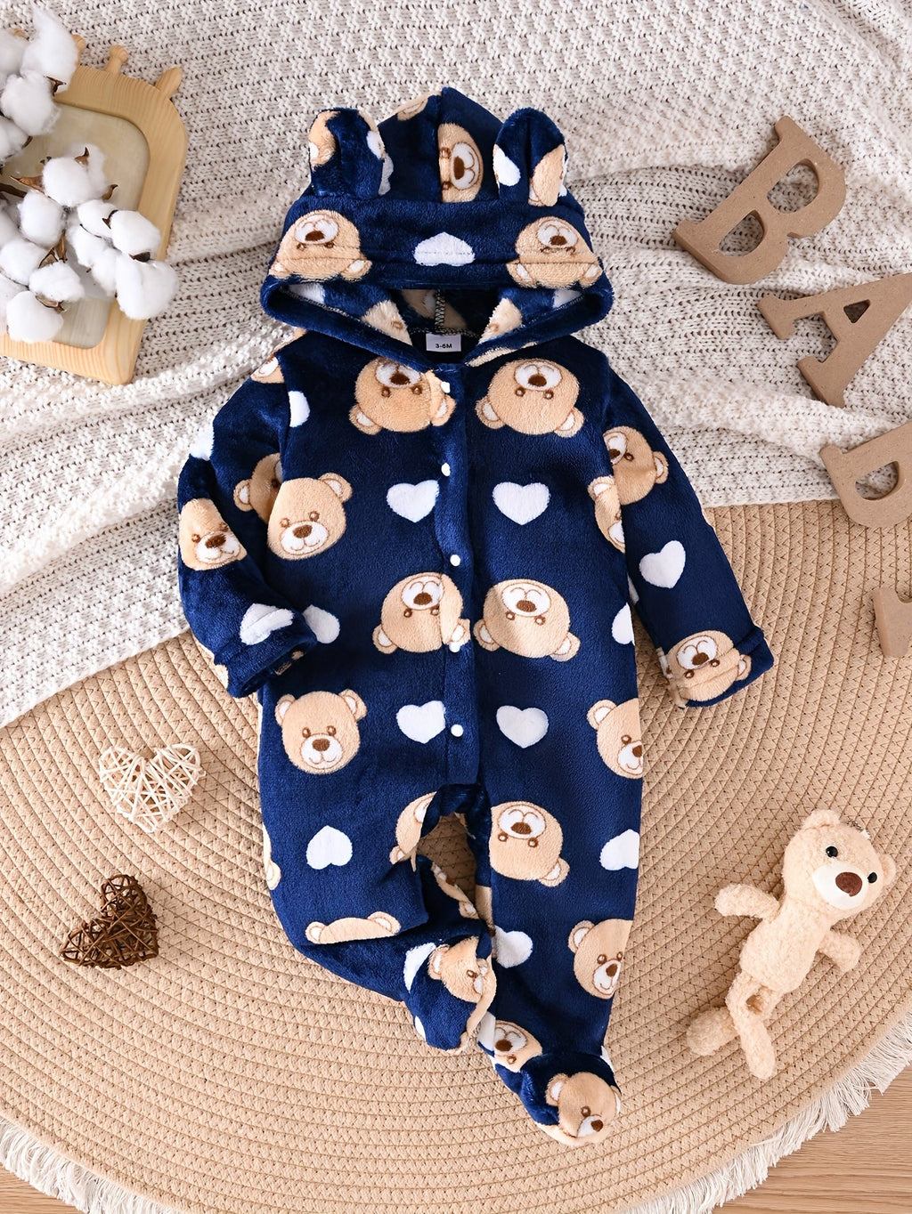 Barboteuse à Capuche en Polaire Douce pour Bébé — Monptitlou