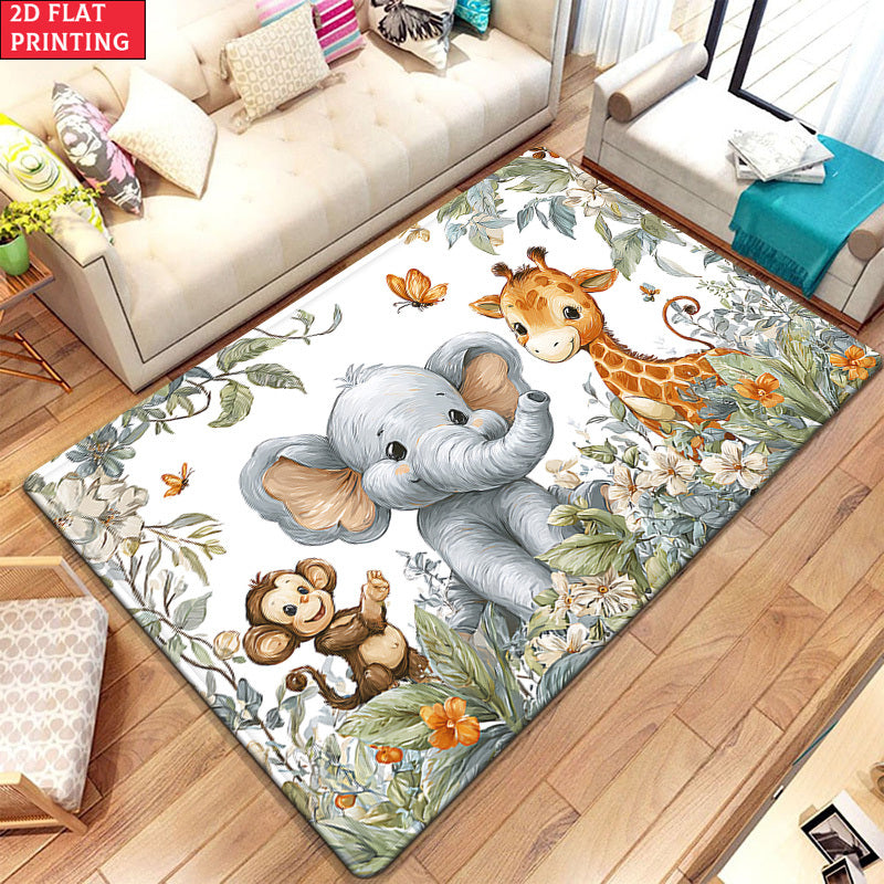 Tapis à motif animaux de la jungle en aquarelle, avec des girafes — Monptitlou