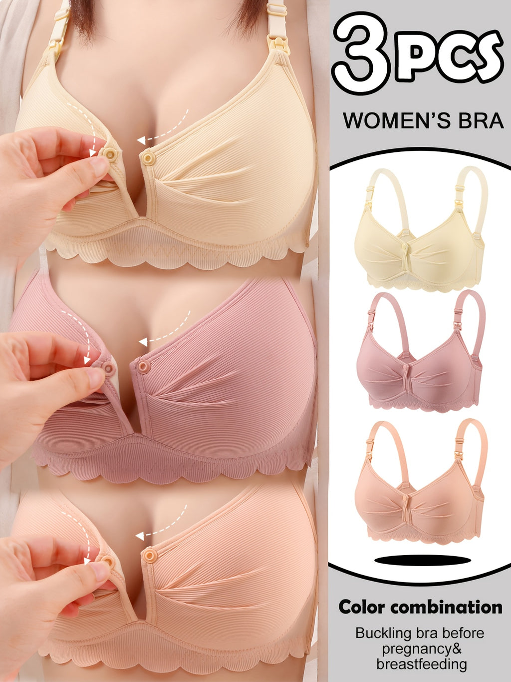 Soutien-gorge de maternité et d'allaitement élégant, couleur unie — Monptitlou