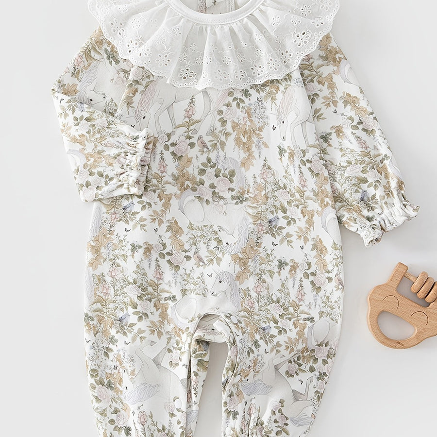 Nouvelle Arrivée Printemps Barboteuse à Manches Longues en Pur Coton — Monptitlou