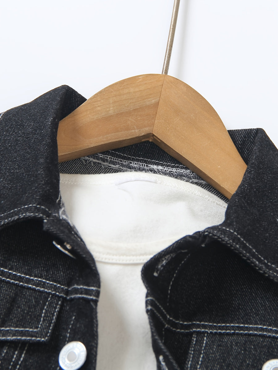 Ensemble Jeans à Manches Longues et Taille Élastique Déchiré pour