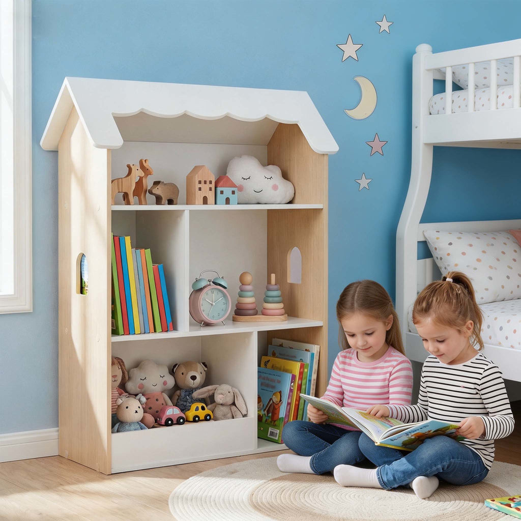 Étagère à livres pour enfants en forme de maison — Monptitlou
