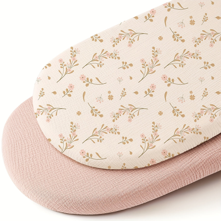 Draps de berceau ajustés en mousseline pour bébé fille garçon — Monptitlou