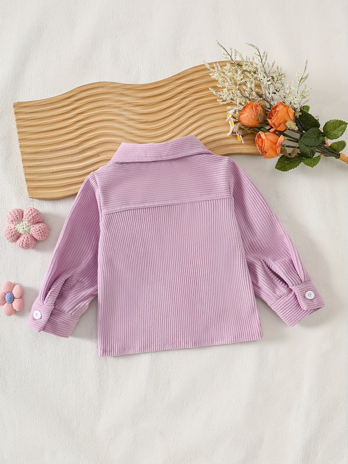 Veste en velours côtelé motif crochet 3D pour bébé fille — Monptitlou Image